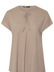 Yours Curve Natural Tie Neck Grown On Sleeve T-Shirt - Image 5 of 5