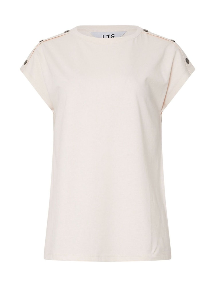 Long Tall Sally Natural Shoulder Button 100% Cotton T-Shirt - Image 5 of 5