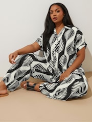 Yours Curve Black Textured Co-Ord Trousers - Image 2 of 6