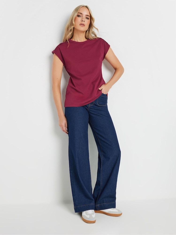 Long Tall Sally Red Shoulder Button 100% Cotton T-Shirt - Image 2 of 5
