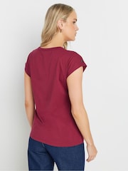 Long Tall Sally Red Shoulder Button 100% Cotton T-Shirt - Image 3 of 5
