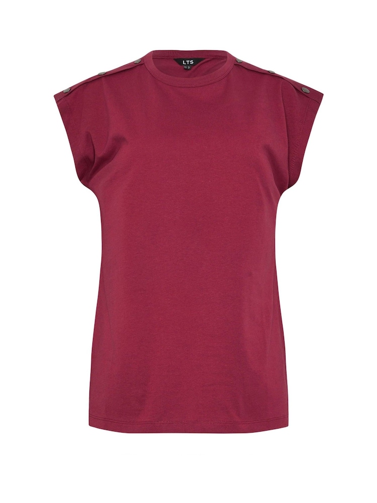 Long Tall Sally Red Shoulder Button 100% Cotton T-Shirt - Image 5 of 5
