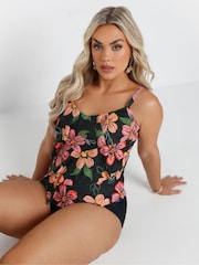 Yours Curve Black Triple Frill Tankini - Image 1 of 7