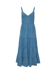 PixieGirl Petite Blue Tie Back Tiered Dress - Image 1 of 1