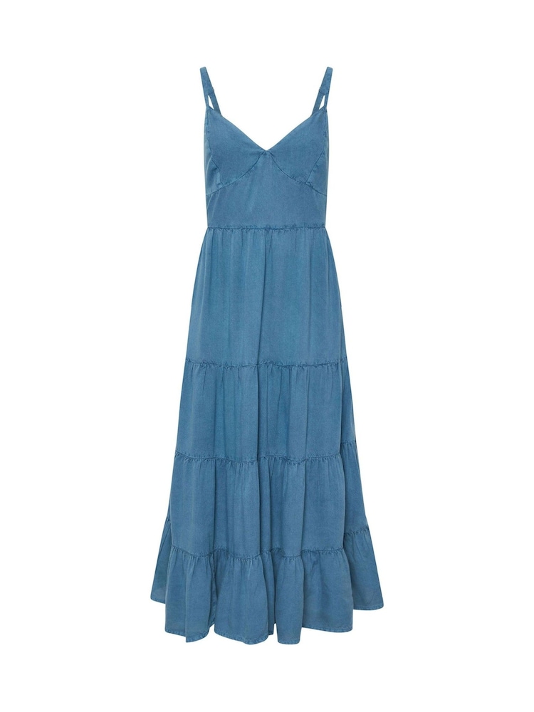 PixieGirl Petite Blue Tie Back Tiered Dress - Image 1 of 1