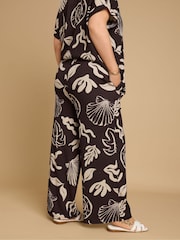 Yours Curve Brown Textured Co-Ord Trousers - Image 3 of 6