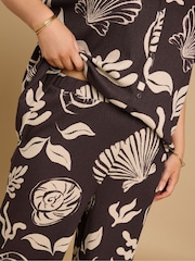 Yours Curve Brown Textured Co-Ord Trousers - Image 5 of 6