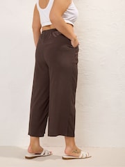 Yours Curve Brown Treebark Tie Waist Culottes - Image 3 of 5
