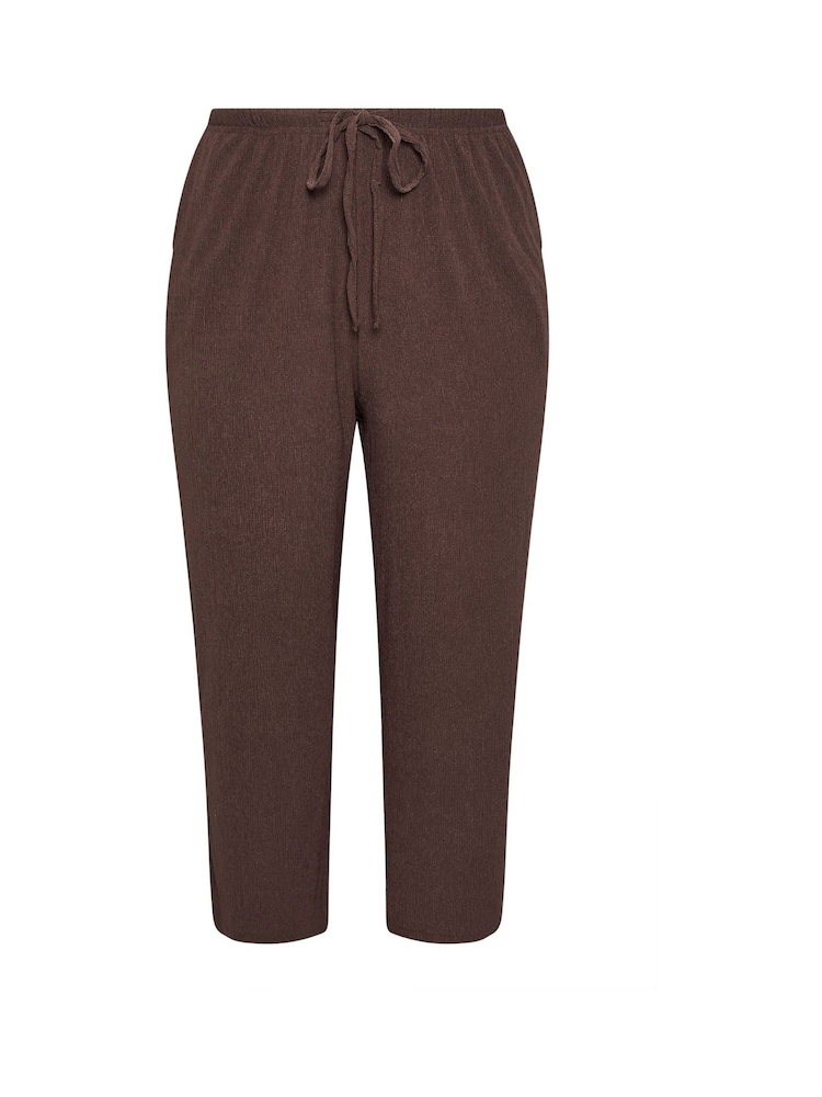 Yours Curve Brown Treebark Tie Waist Culottes - Image 5 of 5