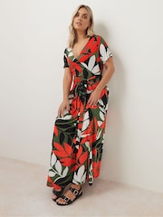 Yours Curve Charcoal Black Wrap Maxi Dress - Image 1 of 6