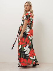 Yours Curve Charcoal Black Wrap Maxi Dress - Image 4 of 6