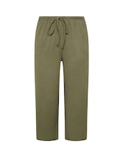 Yours Curve Green Treebark Tie Waist Culottes - Image 5 of 5