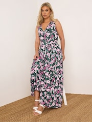 Yours Curve Black Wrap Maxi Dress - Image 1 of 5