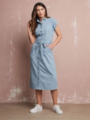 Long Tall Sally Blue Tie Denim Midi Dress - Image 1 of 5