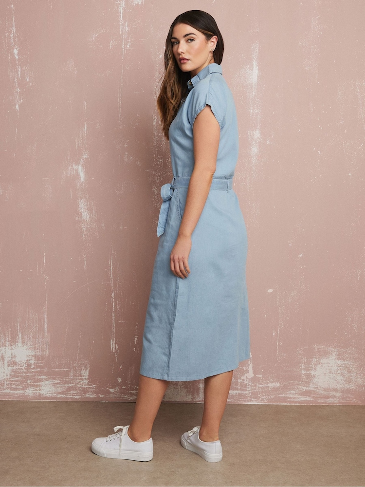 Long Tall Sally Blue Tie Denim Midi Dress - Image 3 of 5