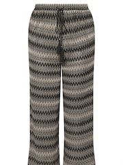 Yours Curve Black Zig Zag Wide Leg Trousers - Image 5 of 5
