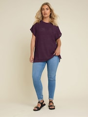 Yours Curve Purple Textured T-Shirt - Image 2 of 7