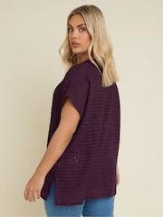 Yours Curve Purple Textured T-Shirt - Image 4 of 7