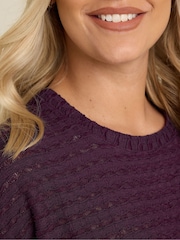 Yours Curve Purple Textured T-Shirt - Image 5 of 7