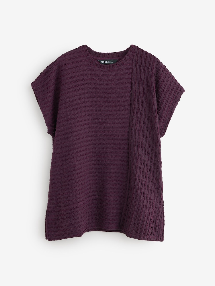 Yours Curve Purple Textured T-Shirt - Image 7 of 7