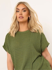 Yours Curve Green Textured T-Shirt - Image 4 of 5