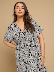 Yours Curve Black Wrap Grown On Dress - Image 4 of 5