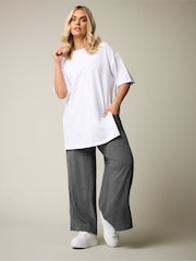 Yours Curve Grey Wide Leg Textured Trousers - Image 6 of 6