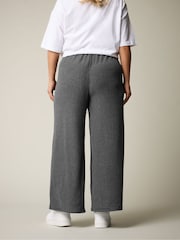 Yours Curve Grey Wide Leg Textured Trousers - Image 6 of 6