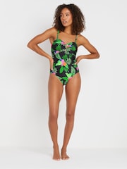 M&Co Black Tropical Floral Buckle Swimsuit - Image 4 of 7