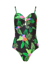 M&Co Black Tropical Floral Buckle Swimsuit - Image 6 of 7