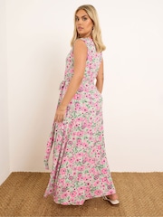 Yours Curve Pink Wrap Maxi Dress - Image 3 of 4