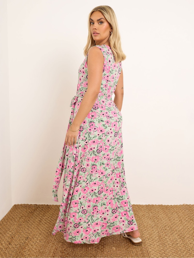 Yours Curve Pink Wrap Maxi Dress - Image 2 of 3