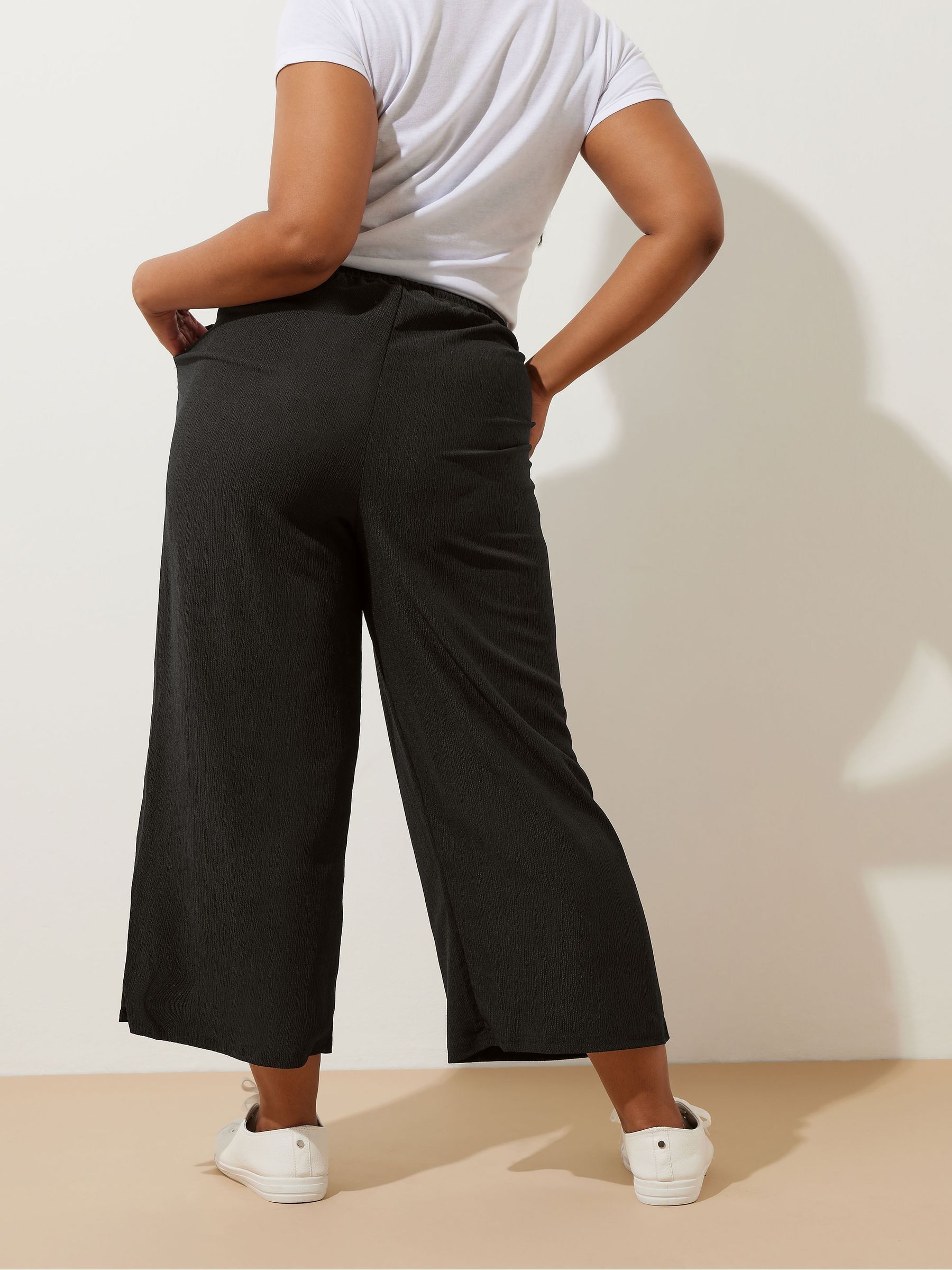Buy Yours Curve Black Treebark Tie Waist Culottes from Next USA