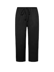 Yours Curve Black Treebark Tie Waist Culottes - Image 5 of 5