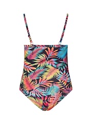 Yours Curve Black Tropical Triple Frill Swimsuit - Image 7 of 7
