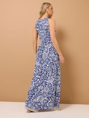 Long Tall Sally Blue Sleeveless Tiered 100% Cotton Maxi Dress - Image 3 of 5