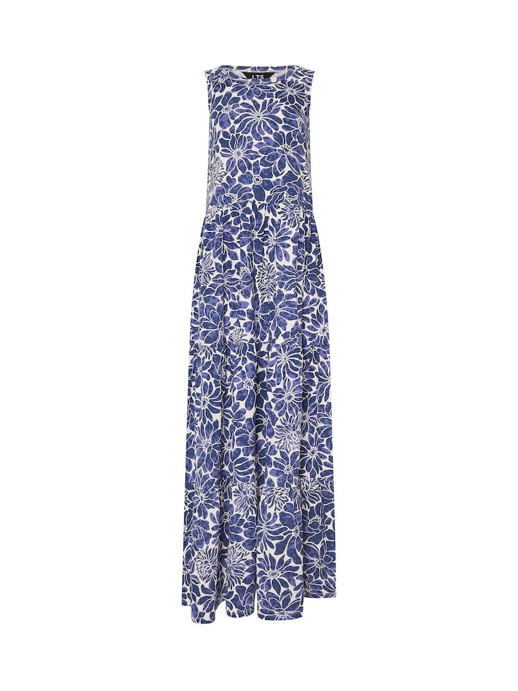 Long Tall Sally Blue Sleeveless Tiered 100% Cotton Maxi Dress - Image 5 of 5