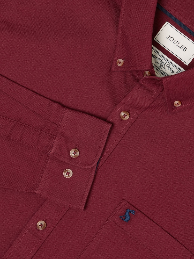 Joules Oxford Classic Fit Burgundy Red Long Sleeve Cotton Shirt - Image 1 of 10 Joules Oxford Classic Fit Burgundy Red Long Sleeve Cotton Shirt - Image 1 of 10