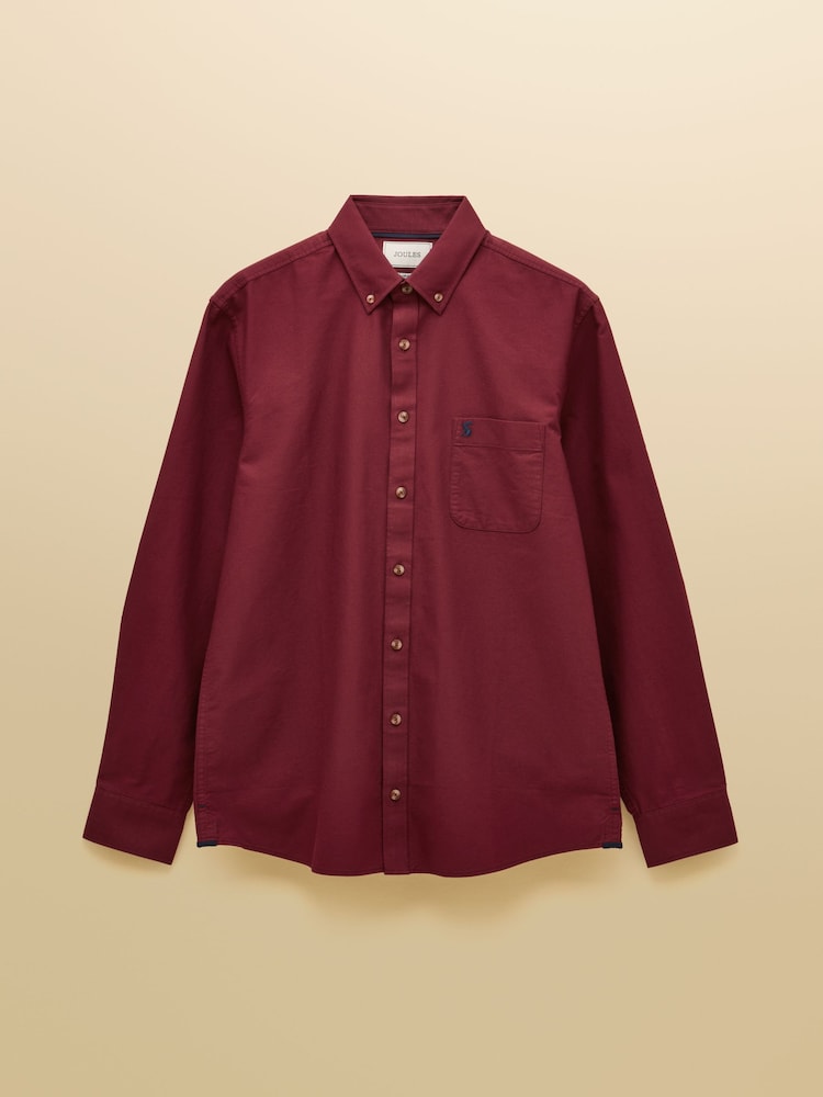 Joules Oxford Classic Fit Burgundy Red Long Sleeve Cotton Shirt - Image 10 of 10 Joules Oxford Classic Fit Burgundy Red Long Sleeve Cotton Shirt - Image 10 of 10