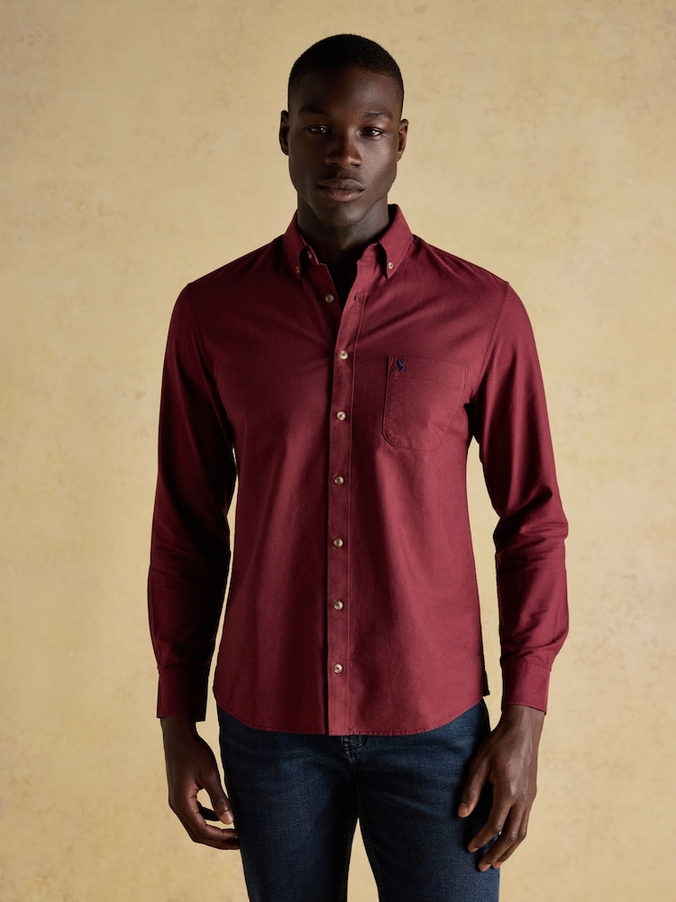 Joules Oxford Classic Fit Burgundy Red Long Sleeve Cotton Shirt - Image 2 of 10 Joules Oxford Classic Fit Burgundy Red Long Sleeve Cotton Shirt - Image 2 of 10
