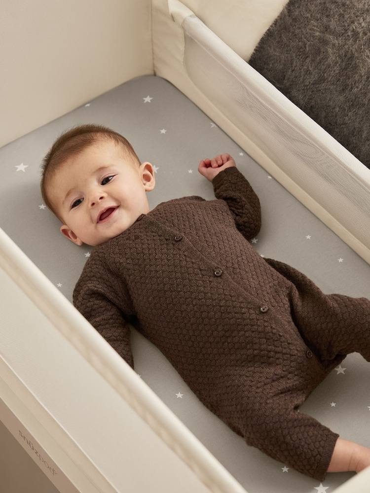 Snuz Grey Star Twin Pack Crib Fitted Fitted Sheets - Image 2 of 3