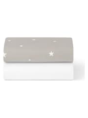 Snuz Grey Star Twin Pack Crib Fitted Fitted Sheets - Image 3 of 3