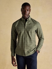 Joules Oxford Classic Fit Khaki Green Long Sleeve Cotton Shirt - Image 1 of 11