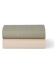 Snuz Sage Cross Twin Pack Crib Fitted Fitted Sheets - Image 3 of 3