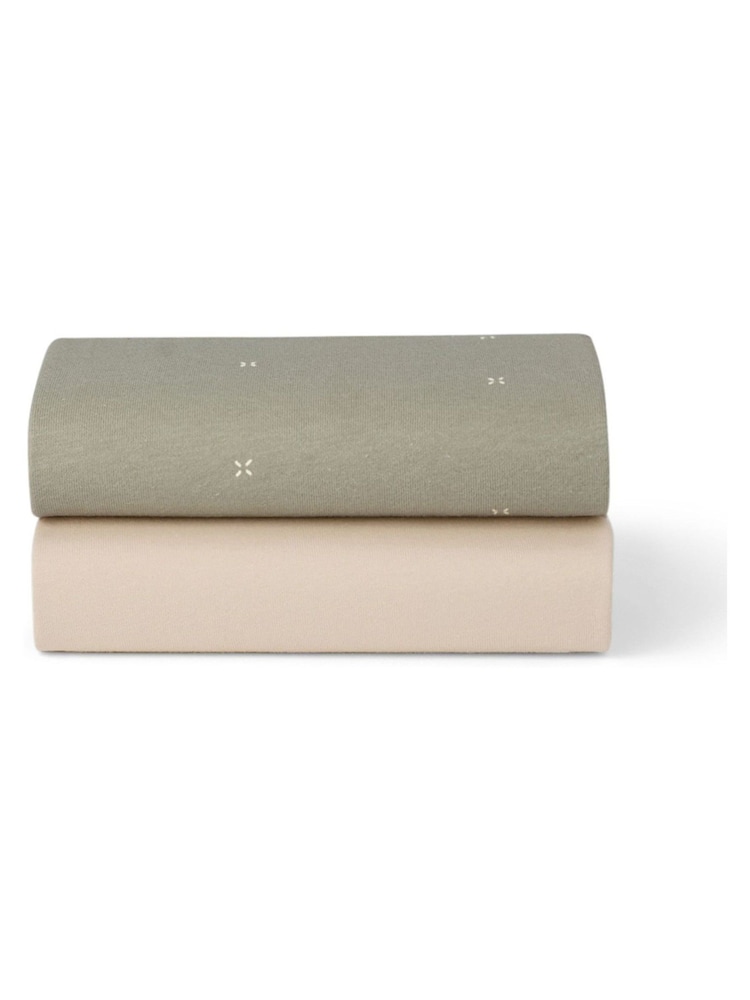 Snuz Sage Cross Twin Pack Crib Fitted Fitted Sheets - Image 3 of 3