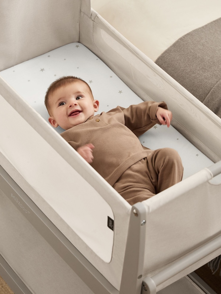 Snuz White Star Twin Pack Crib Fitted Fitted Sheets - Image 2 of 3