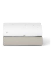 Snuz White Star Twin Pack Crib Fitted Fitted Sheets - Image 3 of 3