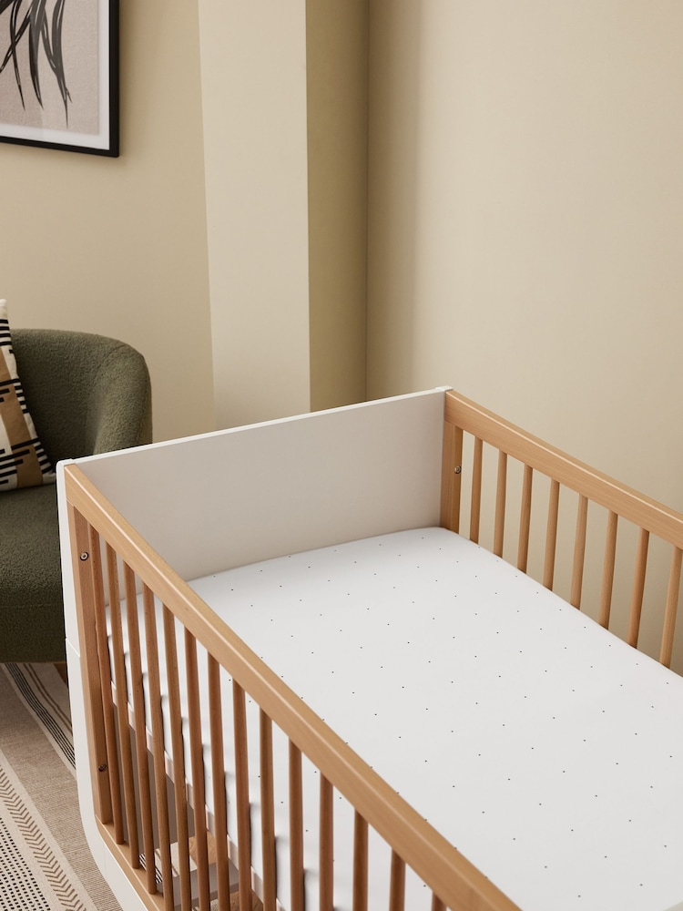 Snuz 2 Pack White Dot Cot Bed Fitted Sheets - Image 1 of 3
