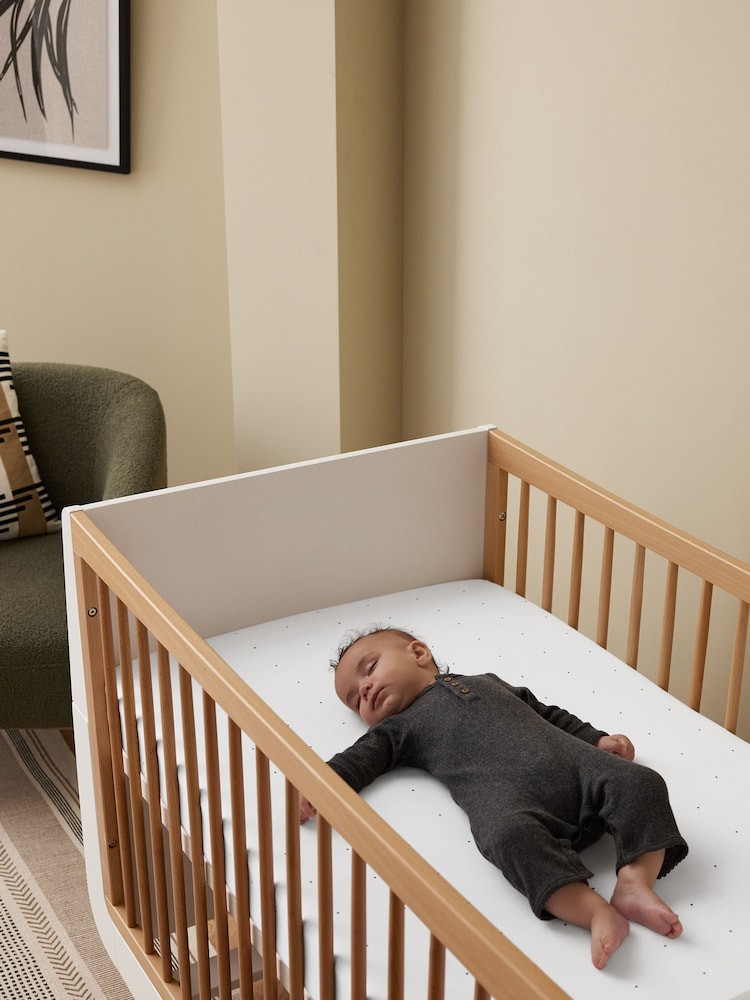 Snuz 2 Pack White Dot Cot Bed Fitted Sheets - Image 2 of 3