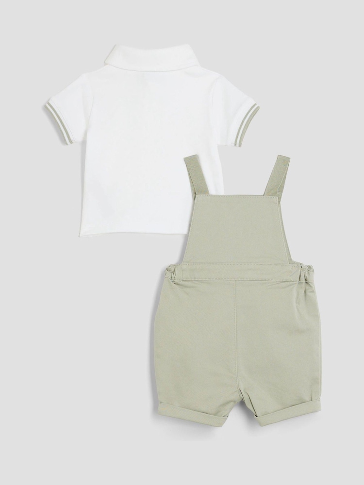 River Island Beige Boys Bear Dungaree Shorts Set - Image 2 of 10